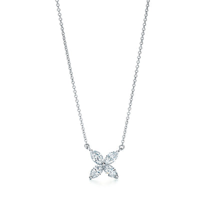 [Spark Jewels]PLATINUM AND DIAMOND VICTORIA PENDANT NECKLACE