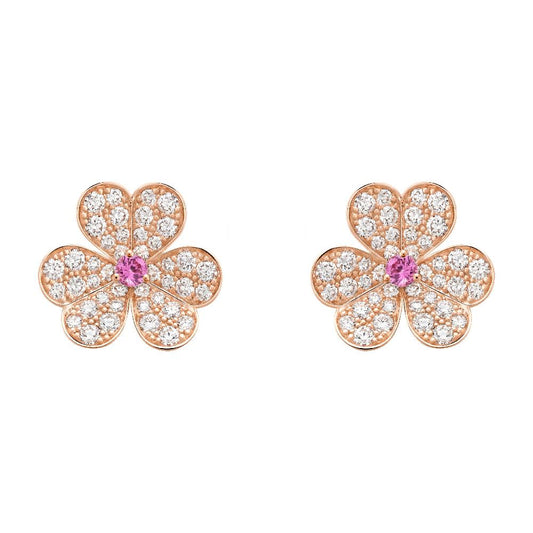 [⭐Aura]FRIVOLE PINK GOLD FLOWER DIAMOND EARRINGS