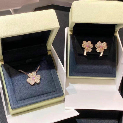 [⭐Spark]FRIVOLE ROSE GOLD FLOWER DIAMOND NECKLACE