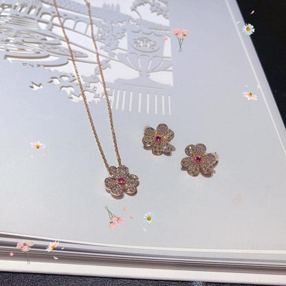 [⭐Spark]FRIVOLE ROSE GOLD FLOWER DIAMOND NECKLACE