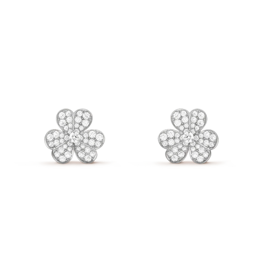 [⭐Aura]FRIVOLE SILVER FLOWER DIAMOND EARRINGS