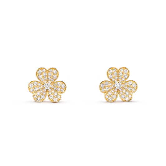 [⭐Aura]FRIVOLE GOLD FLOWER DIAMOND EARRINGS