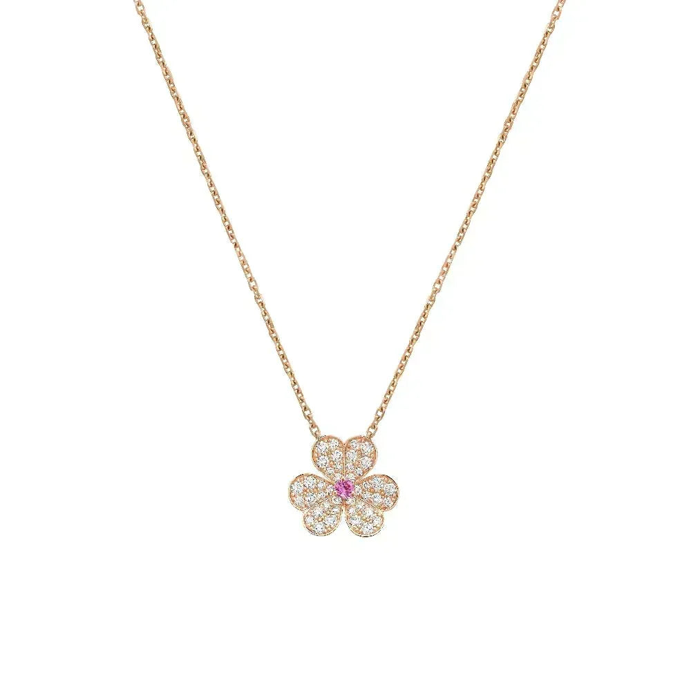 [⭐Spark]FRIVOLE ROSE GOLD FLOWER DIAMOND NECKLACE