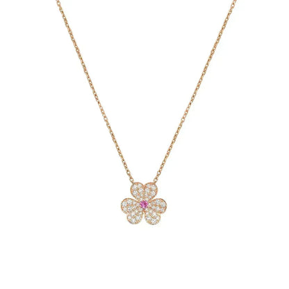 [⭐Spark]FRIVOLE ROSE GOLD FLOWER DIAMOND NECKLACE