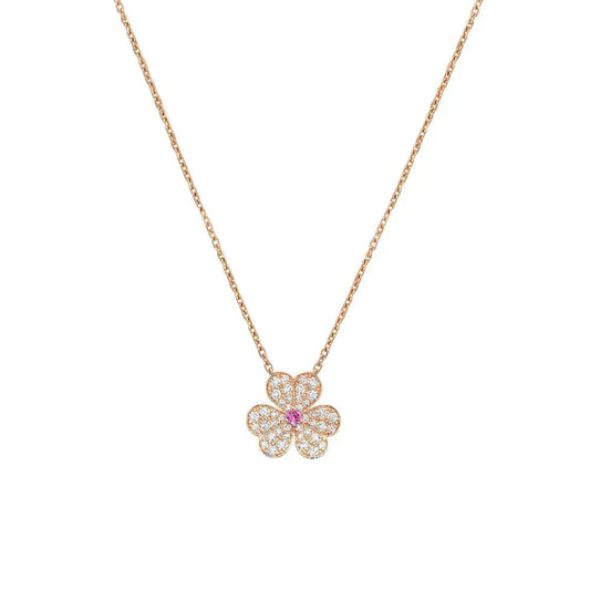 [⭐Aura]FRIVOLE ROSE GOLD FLOWER DIAMOND NECKLACE