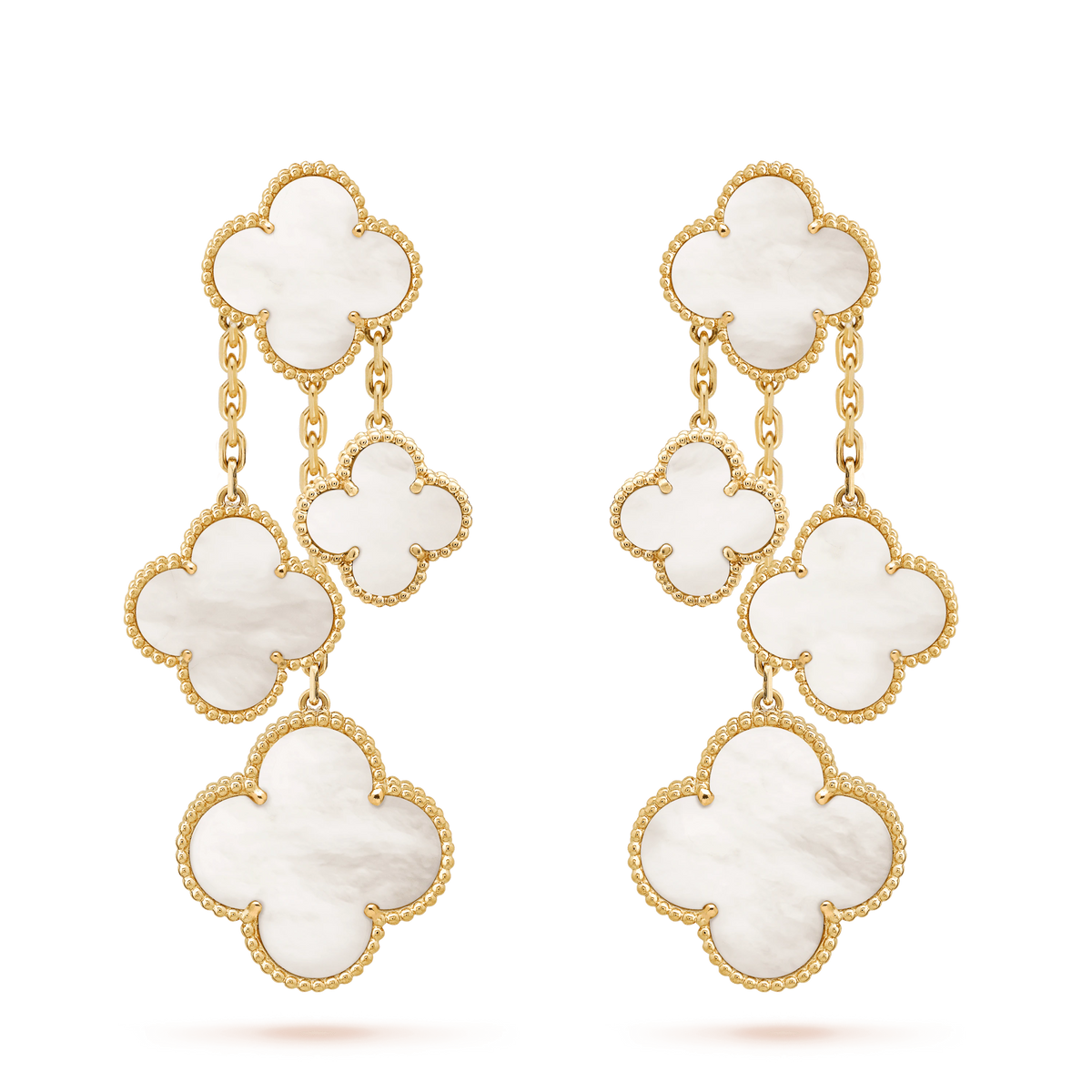 [Spark]CLOVER EARRINGS WHITE MOP 4 MOTIFS GOLD