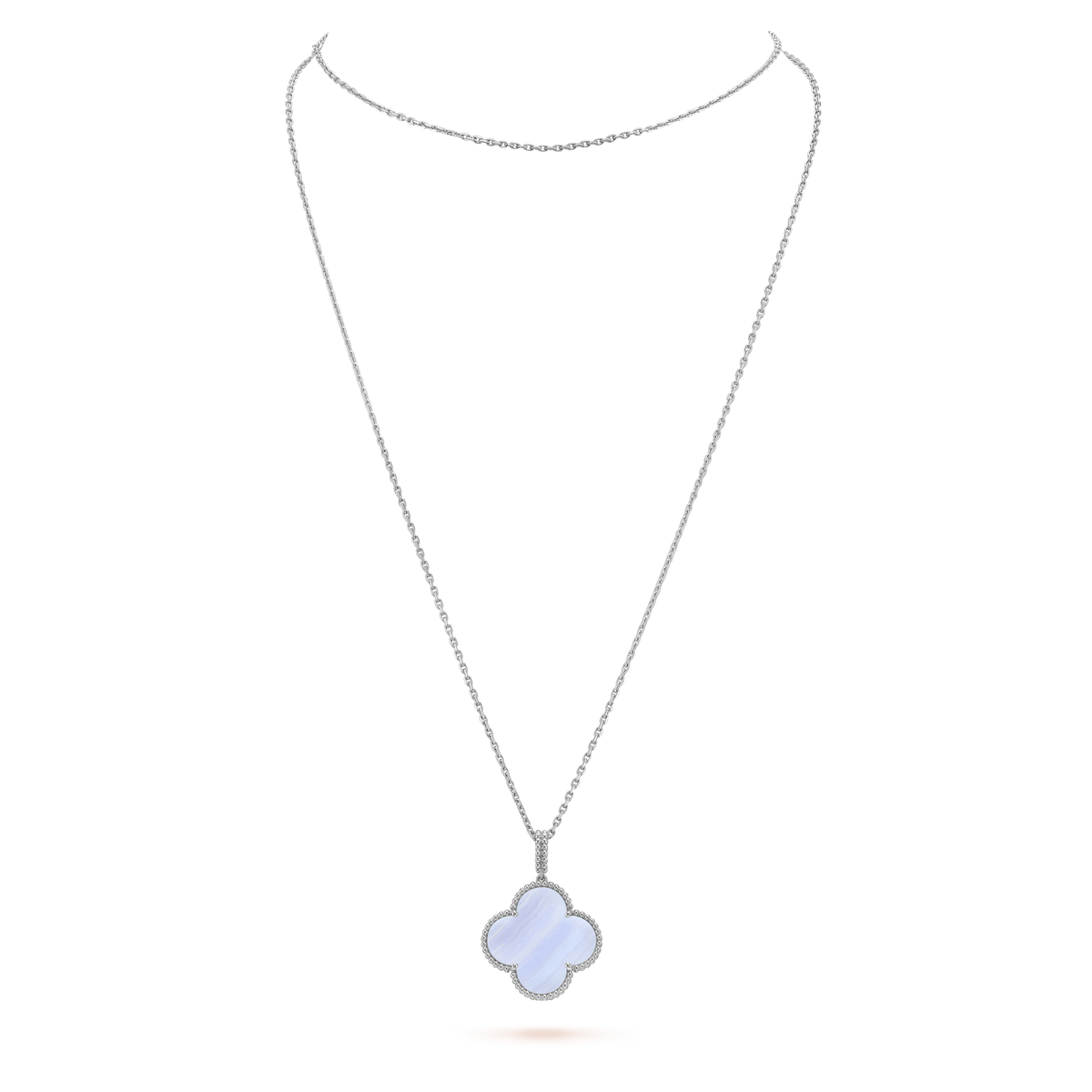 [Spark]CLOVER SILVER CHALCEDONY BIG CLOVER NECKLACE