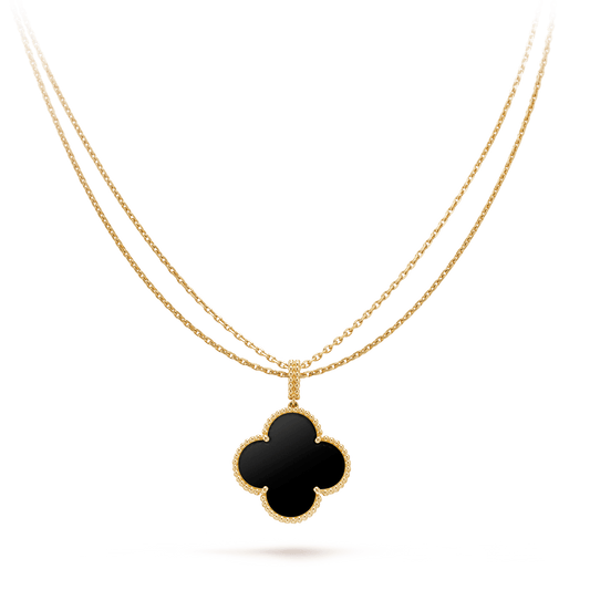 [⭐Aura]CLOVER 25MM GOLD ONYX BIG CLOVER NECKLACE