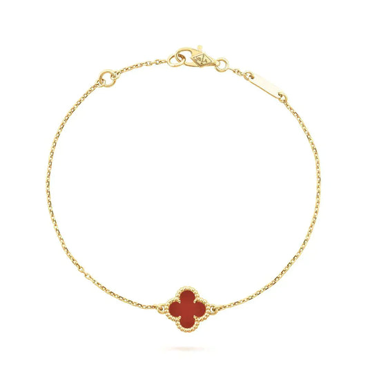 [⭐Aura]CLOVER  CARNELIAN SINGLE FLOWER BRACELET