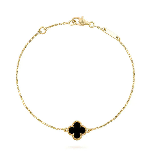 [⭐Aura]CLOVER ONYX SINGLE FLOWER BRACELET