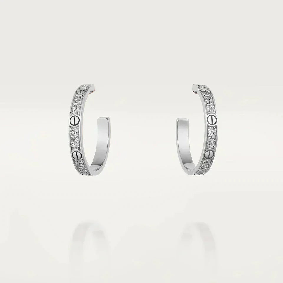 [⭐Spark]LOVE DIAMOND SILVER HOOP EARRINGS