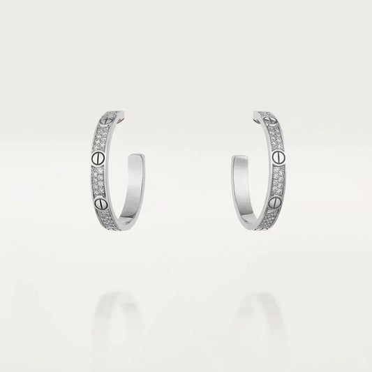 [⭐Aura]LOVE DIAMOND SILVER HOOP EARRINGS