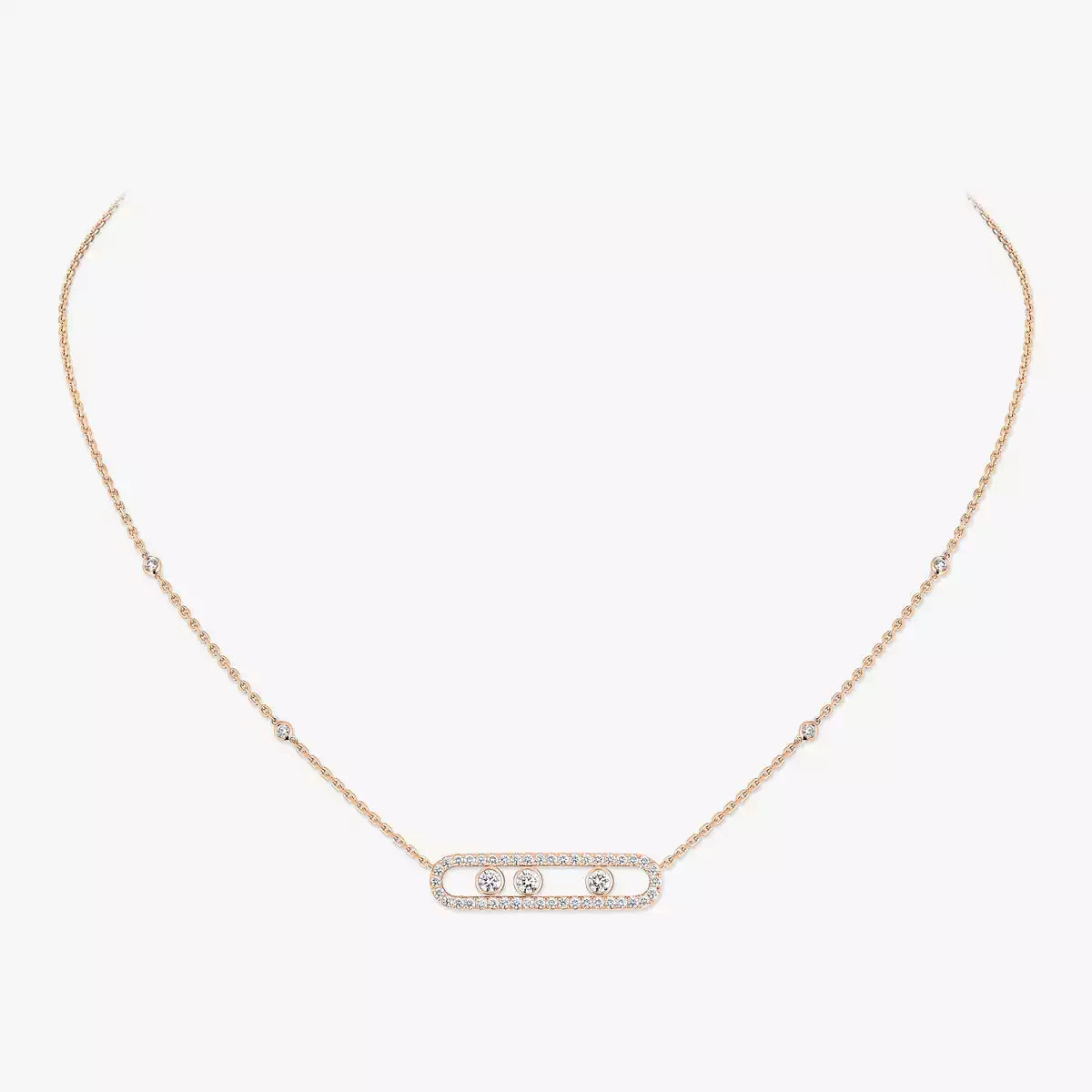 [⭐Aura] Move Pave_ Rose Gold Diamond Necklace
