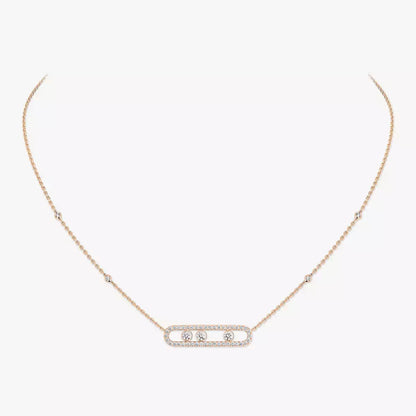 [⭐Aura] Move Pave_ Rose Gold Diamond Necklace