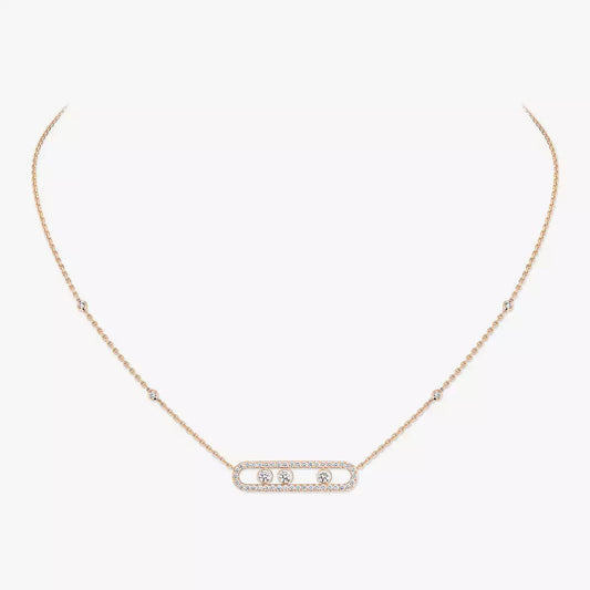 [⭐Aura] Move Pave_ Rose Gold Diamond Necklace