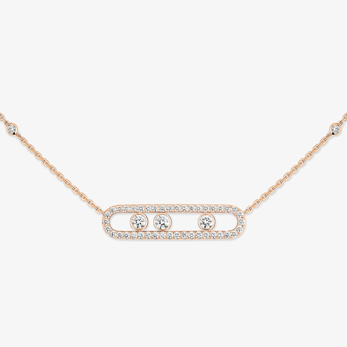 [⭐Aura] Move Pave_ Rose Gold Diamond Necklace