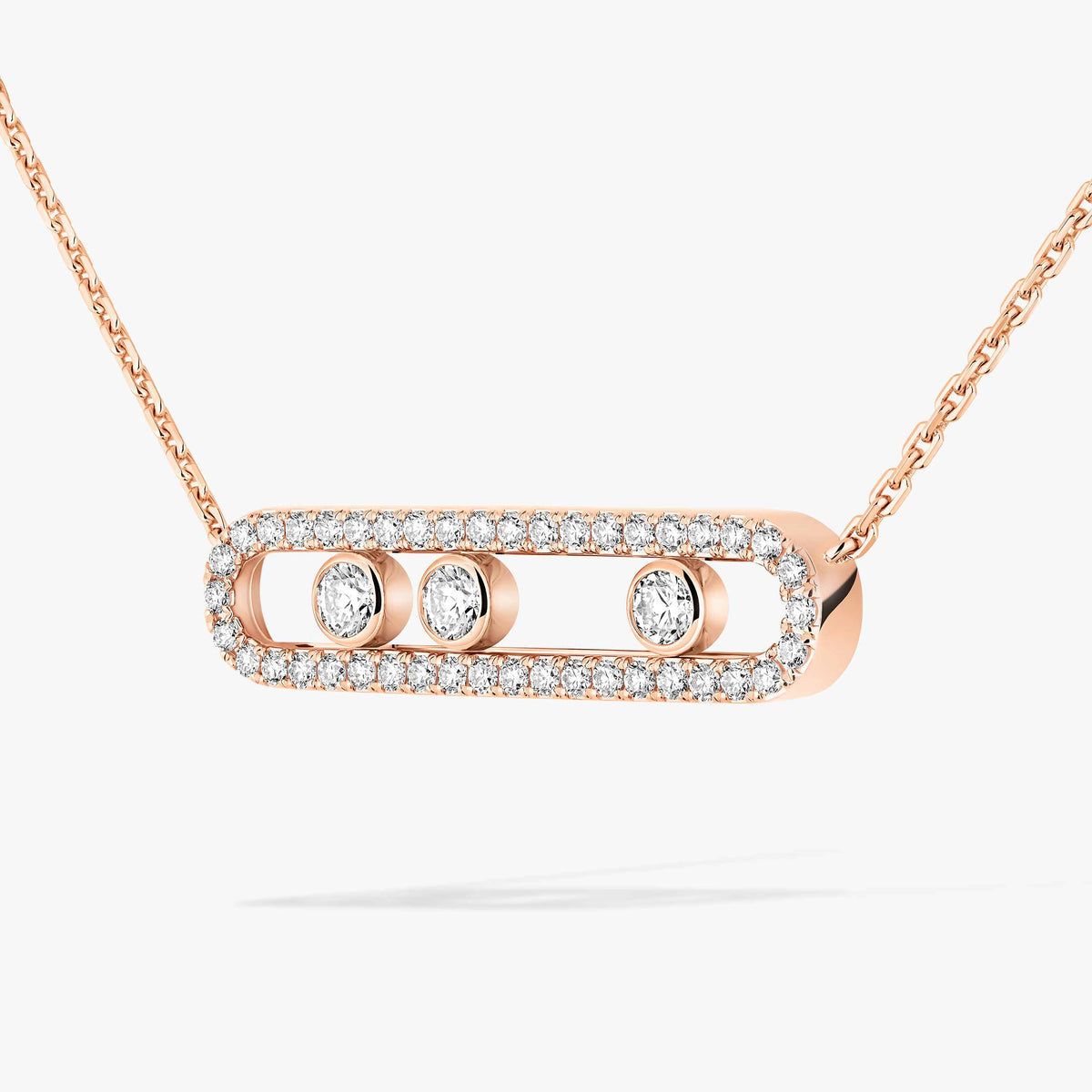 [⭐Aura] Move Pave_ Rose Gold Diamond Necklace