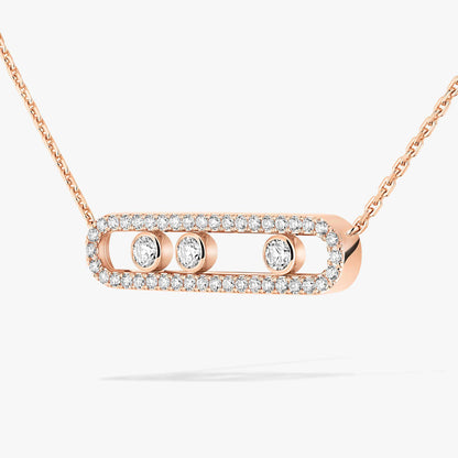 [⭐Aura] Move Pave_ Rose Gold Diamond Necklace