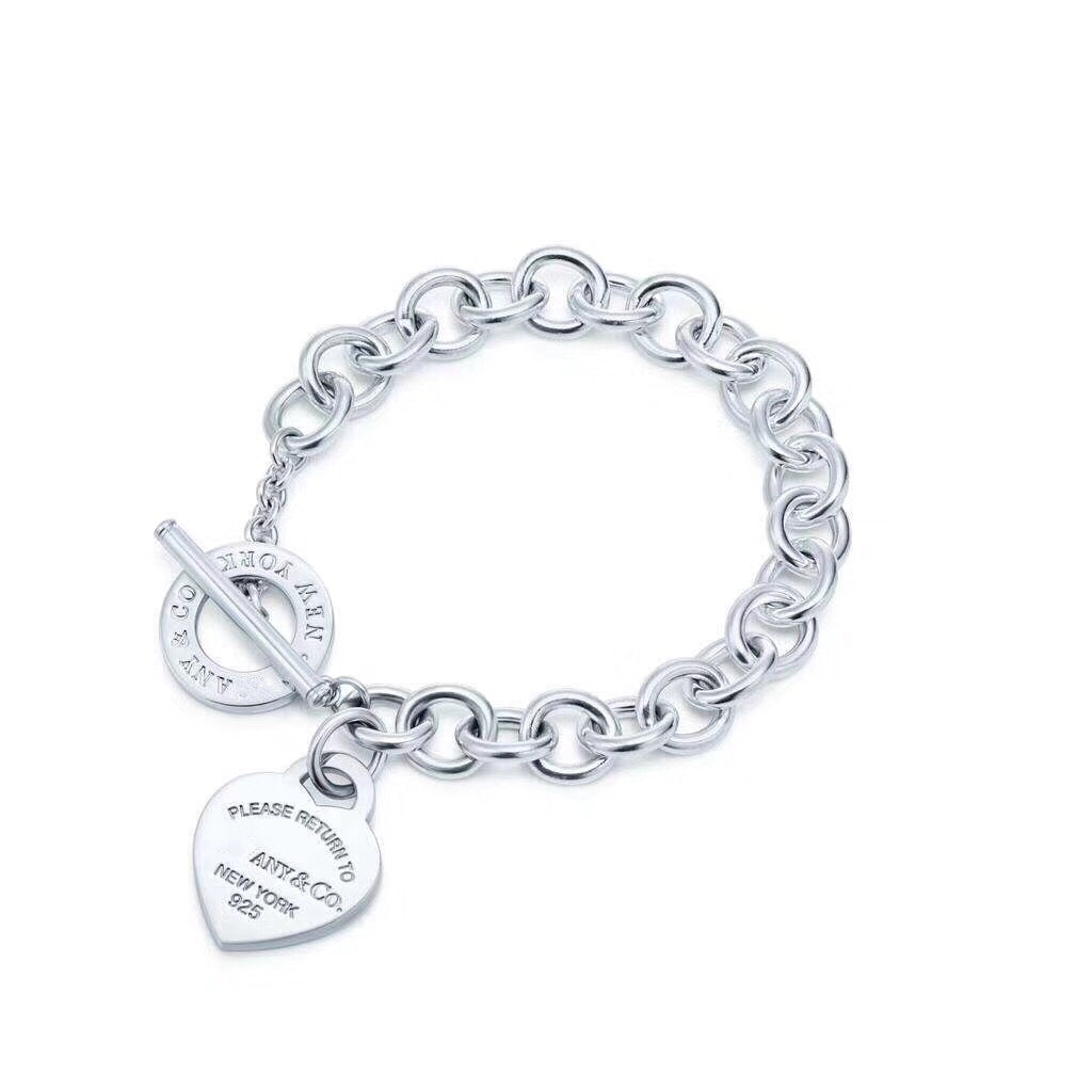 [Spark Jewels]LOVE HEART PIN BUCKLE RETURN TO TIF SILVER BRACELET