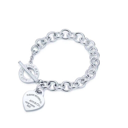 [Spark Jewels]LOVE HEART PIN BUCKLE RETURN TO TIF SILVER BRACELET