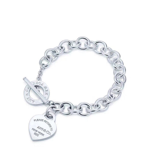 [Spark Jewels]LOVE HEART PIN BUCKLE RETURN TO TIF SILVER BRACELET