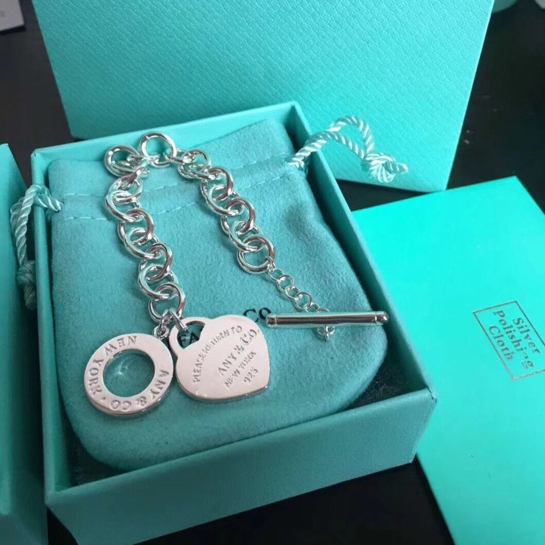 [Spark Jewels]LOVE HEART PIN BUCKLE RETURN TO TIF SILVER BRACELET