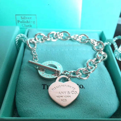 [Spark Jewels]LOVE HEART PIN BUCKLE RETURN TO TIF SILVER BRACELET