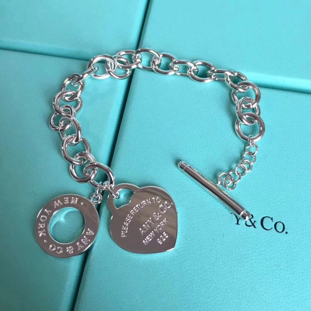 [Spark Jewels]LOVE HEART PIN BUCKLE RETURN TO TIF SILVER BRACELET