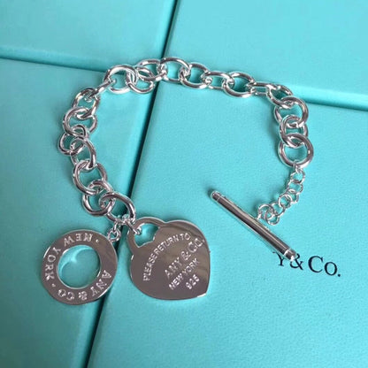 [Spark Jewels]LOVE HEART PIN BUCKLE RETURN TO TIF SILVER BRACELET