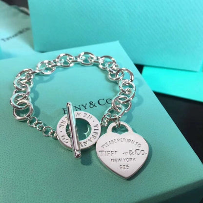 [Spark Jewels]LOVE HEART PIN BUCKLE RETURN TO TIF SILVER BRACELET