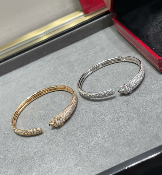 [⭐Aura]PANTHERE FULL DIAMOND OPEN BRACELET