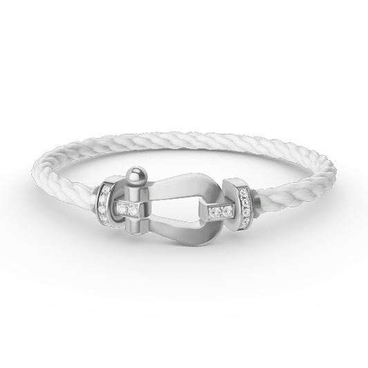 [⭐Aura]FORCE LARGE HORSESHOE HALF DIAMOND BRACELET SILVER
