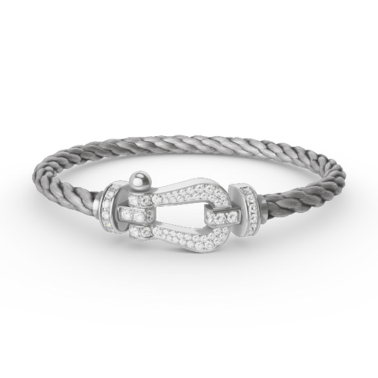 [⭐Aura]FORCE LARGE HORSESHOE FULL DIAMOND BRACELET SILVER