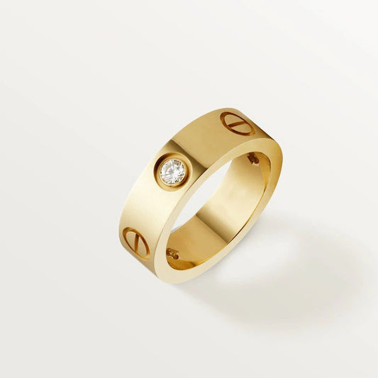 [⭐Aura]LOVE RING 5.5MM 3 DIAMONDS PINK GOLD