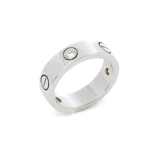 [⭐Aura]LOVE RING 5.5MM 3 DIAMONDS SILVER